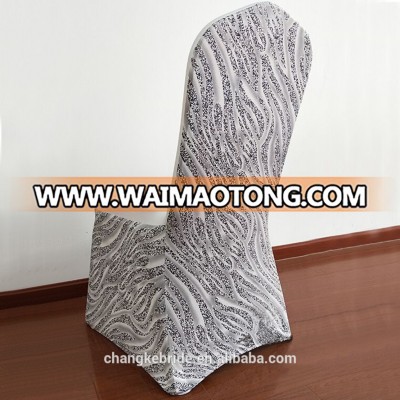 Flexible Universal 2019 Luxury Spandex Wedding Chair Cover With Manufacture Wholesale Price Beaded Shiny Pattern For Ceremony